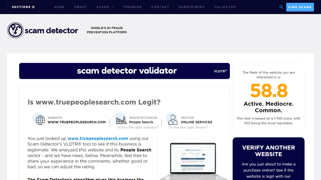 truepeoplesearch.com Review - Scam Detector